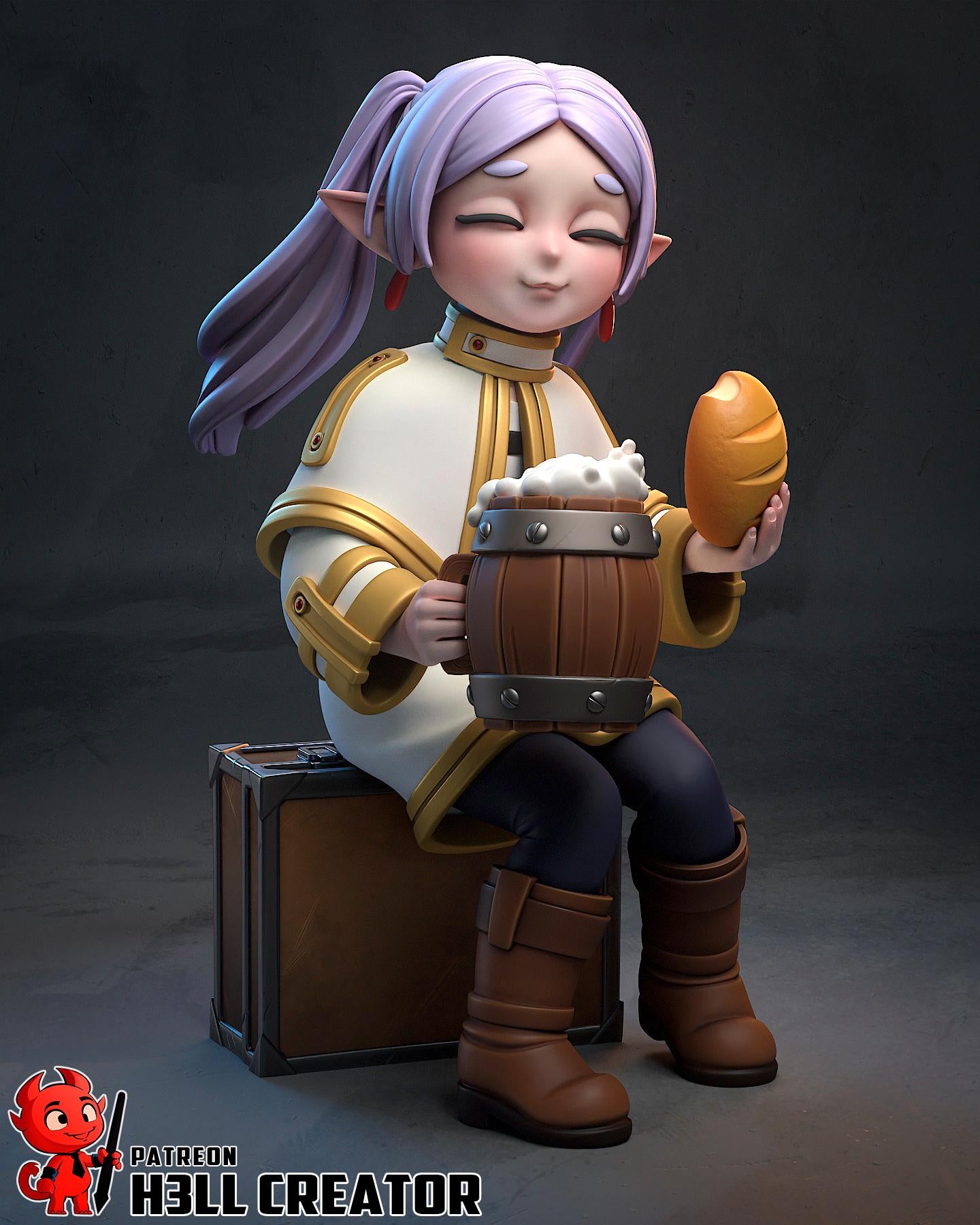 Frieren – Fantasy Elf Mage Figurine | 3D Printed Resin Statue | Unpainted Collectible Miniature | Anime-Style Elf Priest Girl |