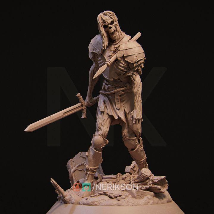 Crypt Legion Undead Miniature Set | 7x 32mm Resin Models for DnD & Tabletop RPG | Undead Knight, Sorcerer, Brute, Keeper, and More | Unpaint