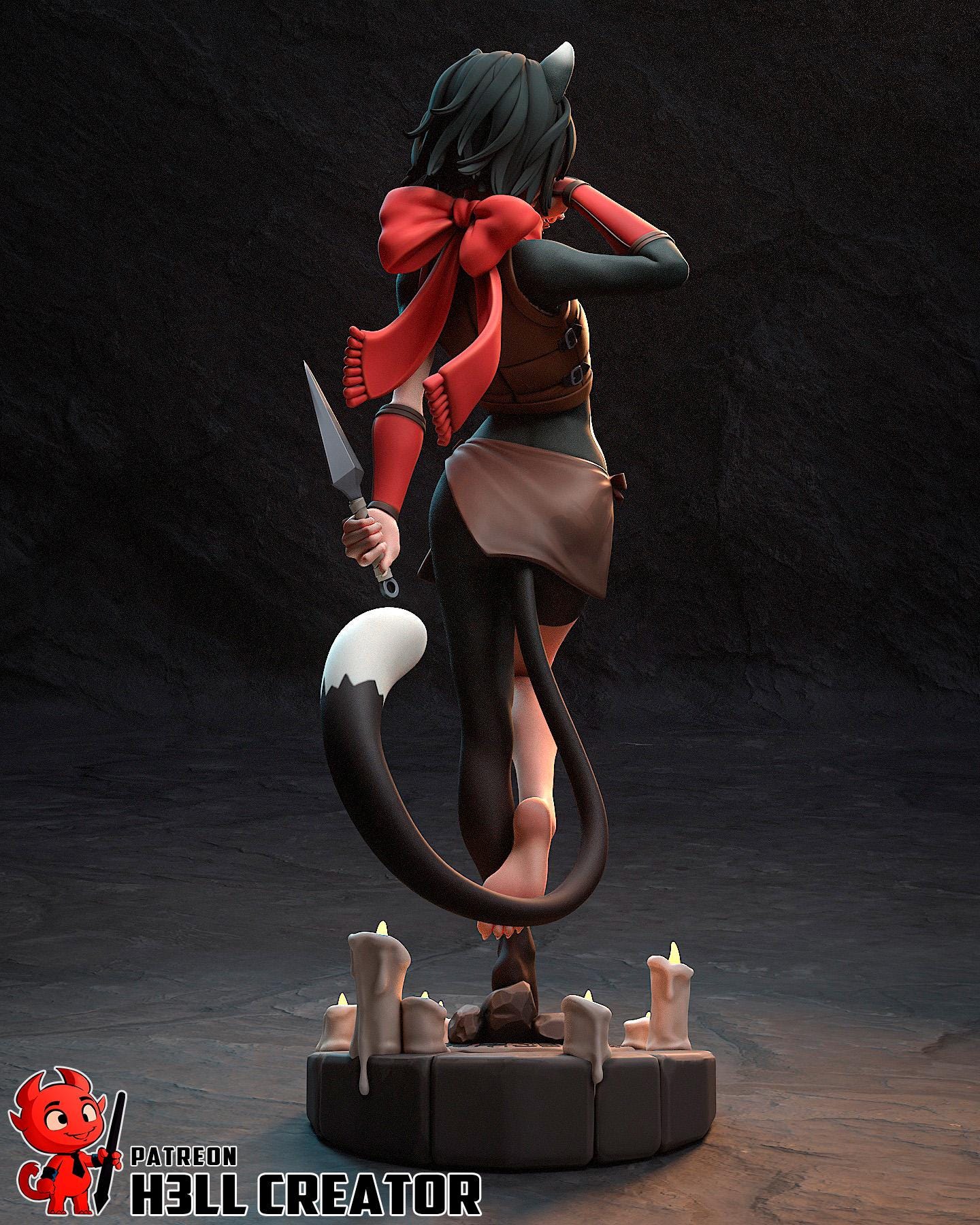 Izutsumi Cat Girl Rogue Resin Miniature 1:10 Fantasy Beastfolk Figure DnD RPG Character Statue Unpainted Painter Collectible
