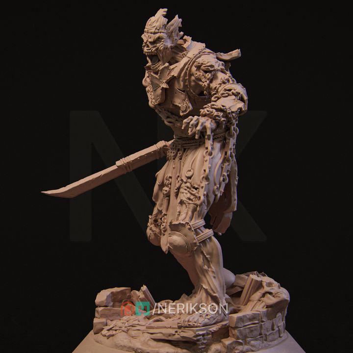 Undead Fighter Miniature | 32mm Resin Mercenary Wight for DnD & Tabletop RPG | Skeleton Warrior with Sword | Unpainted Fantasy Model