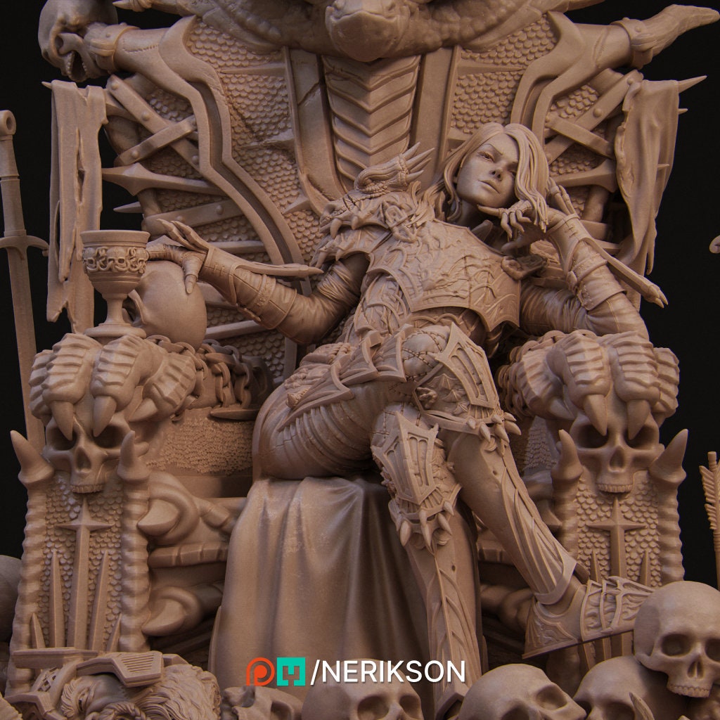 Aleeha | Dragon | Knight | Dragon Knight | Throne | Queen | Skulls | Fantasy | High Fantasy | Model | Dungeon and Dragons | Power
