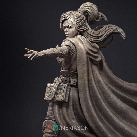 Elf Mage – Fantasy Sorceress Miniature | 32mm / 75mm / 140mm Resin Model