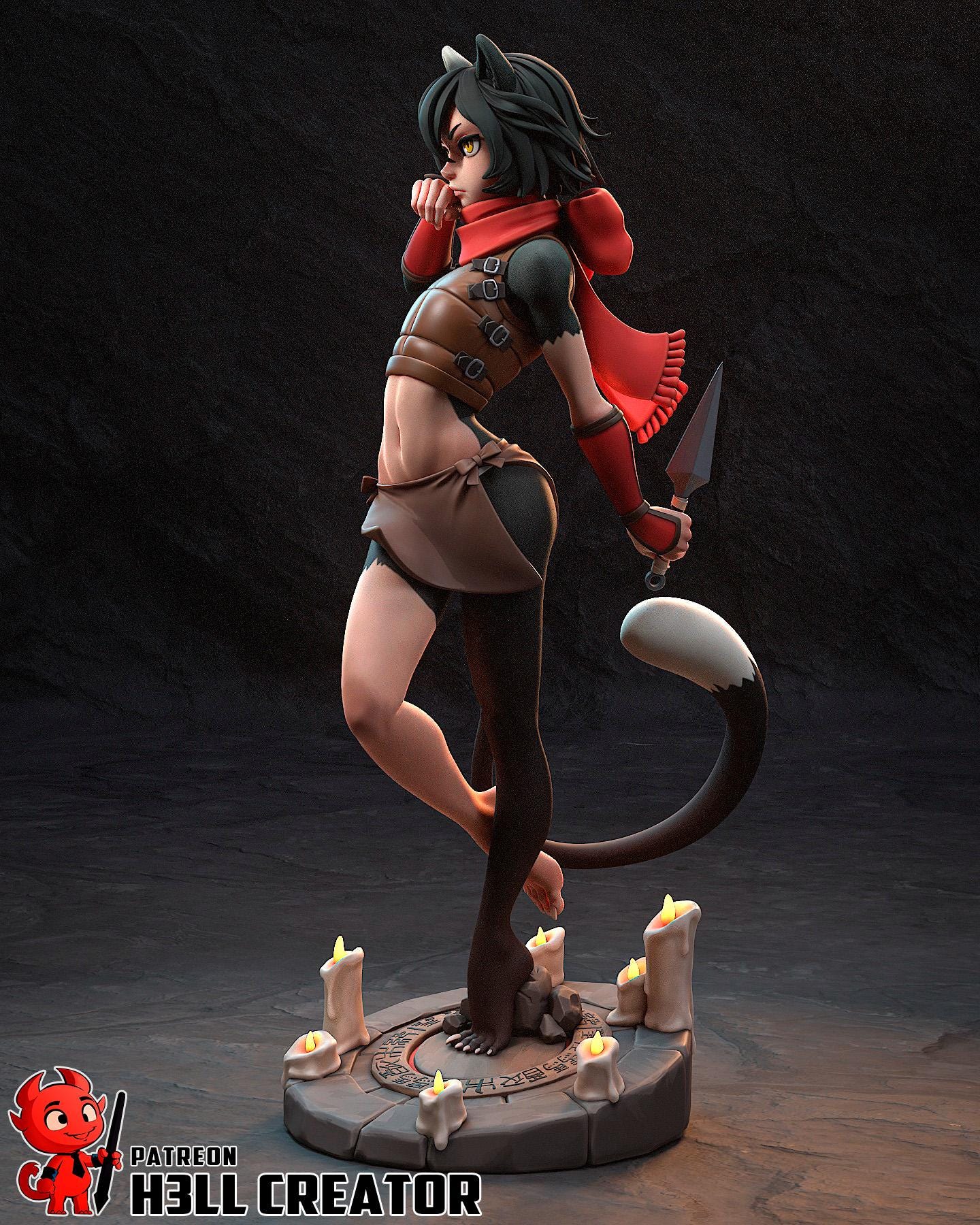 Izutsumi Cat Girl Rogue Resin Miniature 1:10 Fantasy Beastfolk Figure DnD RPG Character Statue Unpainted Painter Collectible