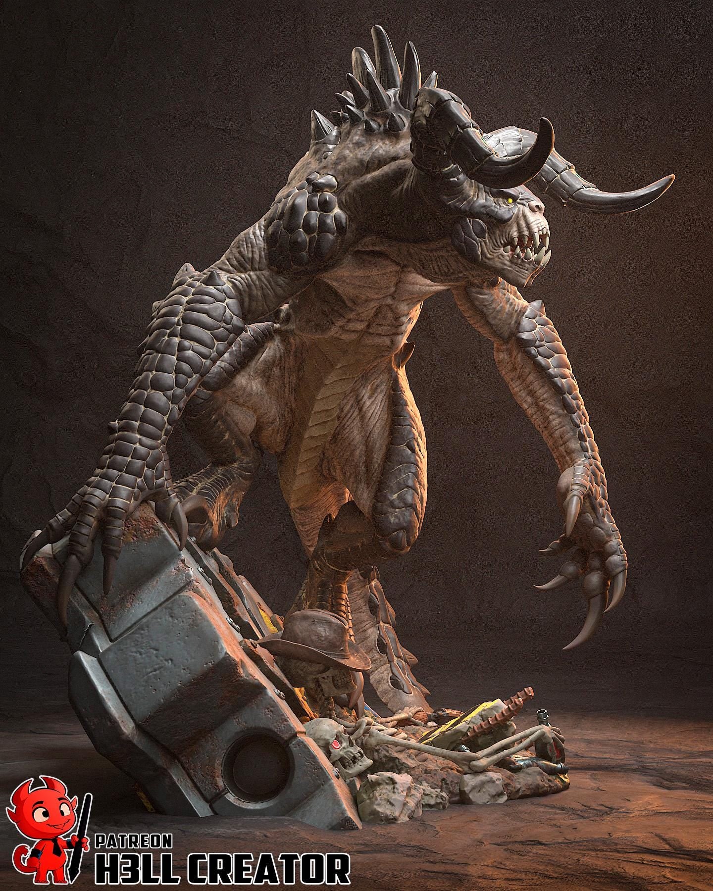 Deathclaw Monster Resin Miniature – 1:10 Scale | High Detail Fantasy / Post-Apocalyptic Creature Statue