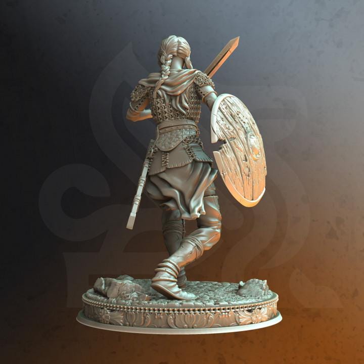 Female | Warrior | Fighter | Female Fighter | Female Warrior | Shield Maiden | DnD | Character | Fantasy | 32mm | Medieval |