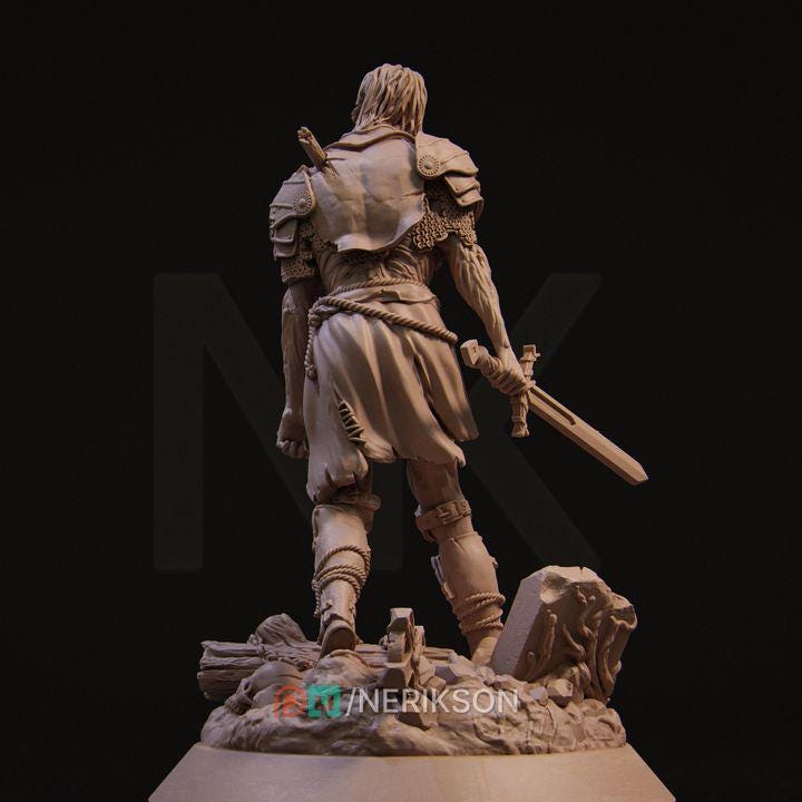 Skeletal Warrior Miniature | 32mm Resin Undead Zombie Fighter for DnD & Tabletop RPG | Graveborn Swordbearer | Unpainted Fantasy Model
