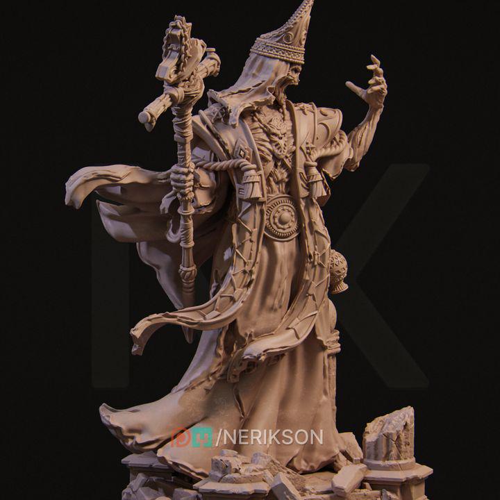 Undead Priest Miniature | 32mm Resin Model for DnD & Tabletop RPGs | Grim Cleric Necromancer Mini | Unpainted Fantasy Figure