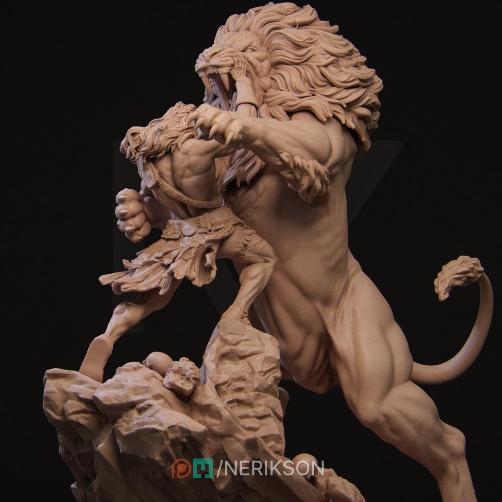 Heracles | Nemean Lion | Mythos | Mythical | Greek | Demigod | Greek Pantheon | Greek Gods | Demi Human | Lion | Diorama