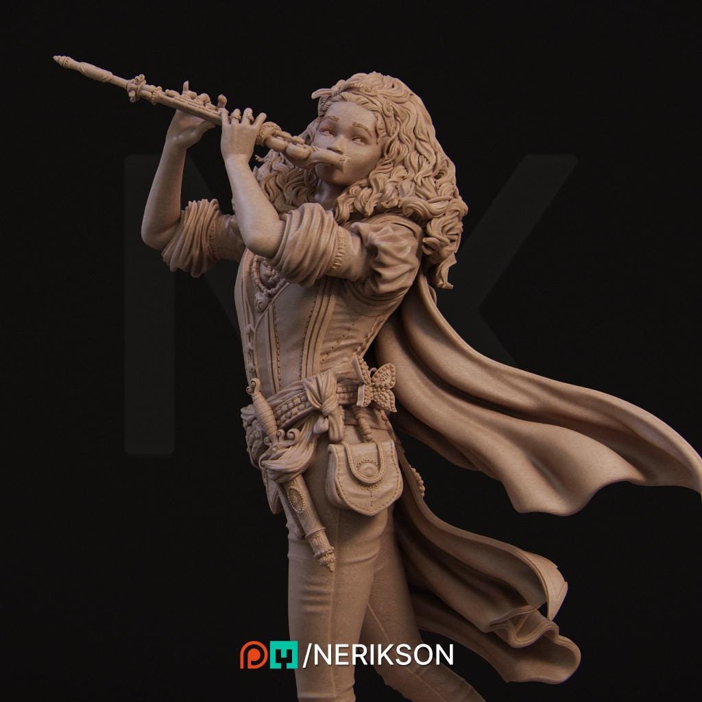 Inithia | Bard | Female Bard | Flute | Fantasy | DnD | Dungeon and Dragons | Medieval | Character | Model | Figurine