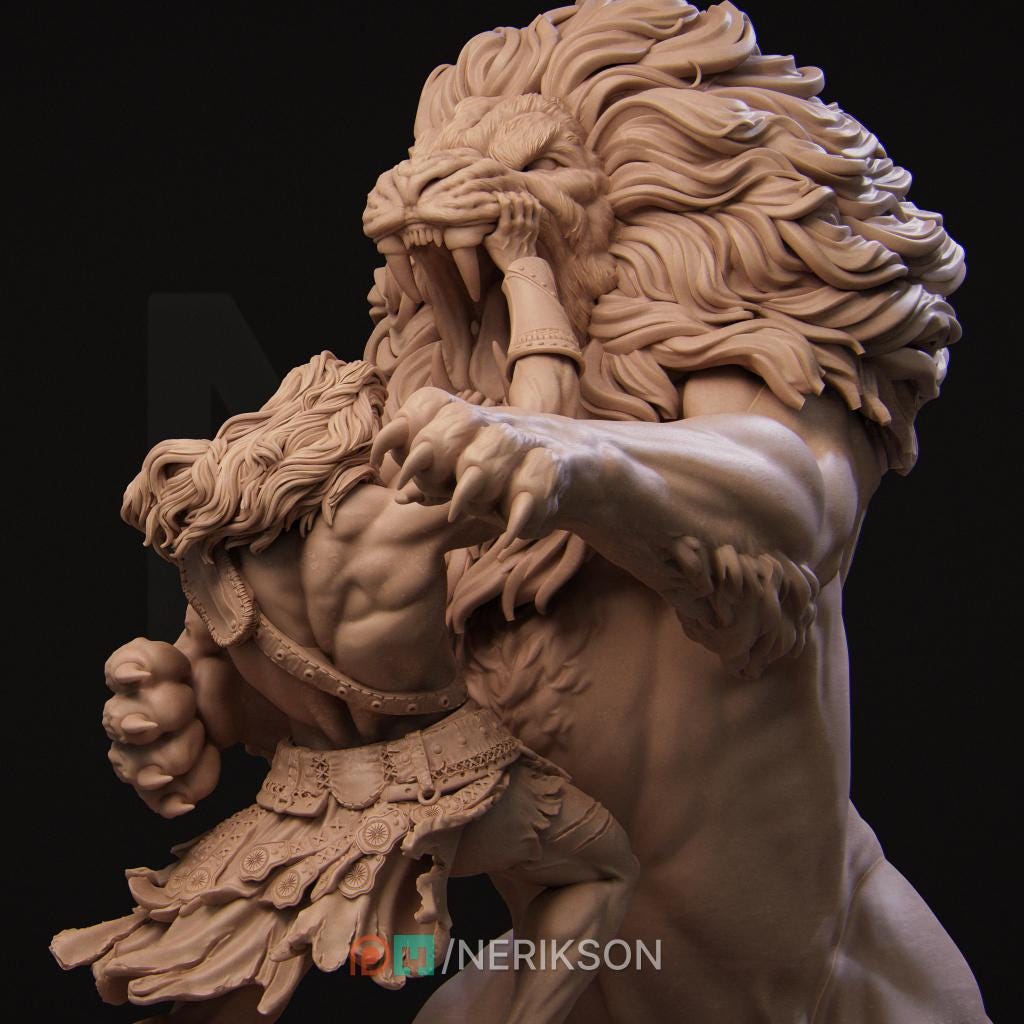 Heracles | Nemean Lion | Mythos | Mythical | Greek | Demigod | Greek Pantheon | Greek Gods | Demi Human | Lion | Diorama