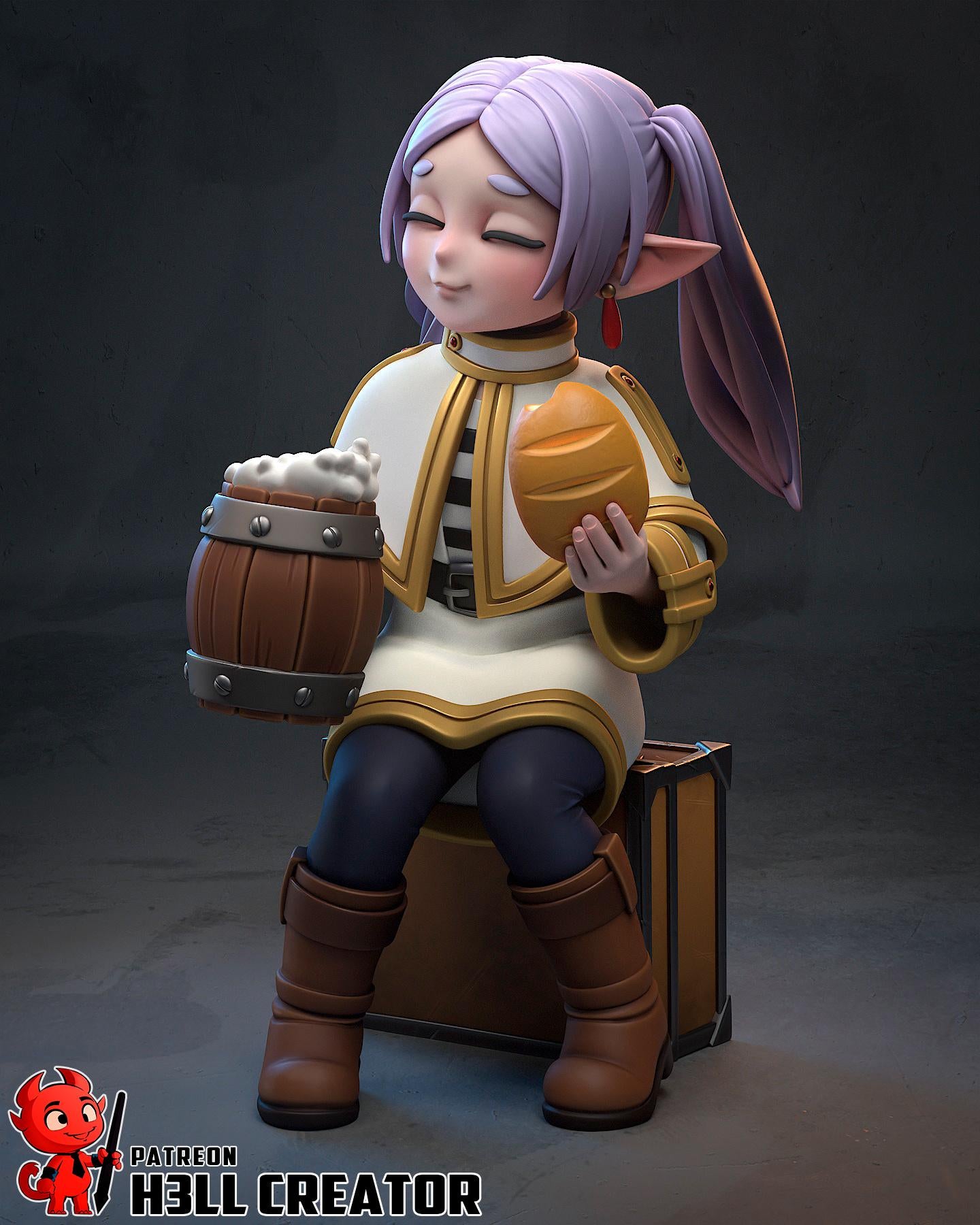 Frieren – Fantasy Elf Mage Figurine | 3D Printed Resin Statue | Unpainted Collectible Miniature | Anime-Style Elf Priest Girl |