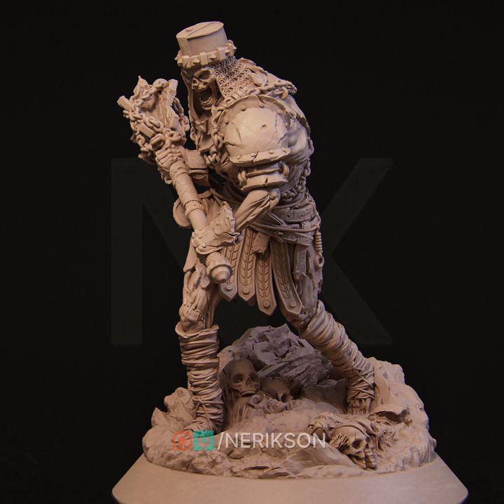 Undead Brute Miniature | 32mm Resin Heavy Undead Warrior for DnD & Tabletop RPG | Chainbound Bonecrusher | Unpainted Fantasy Model