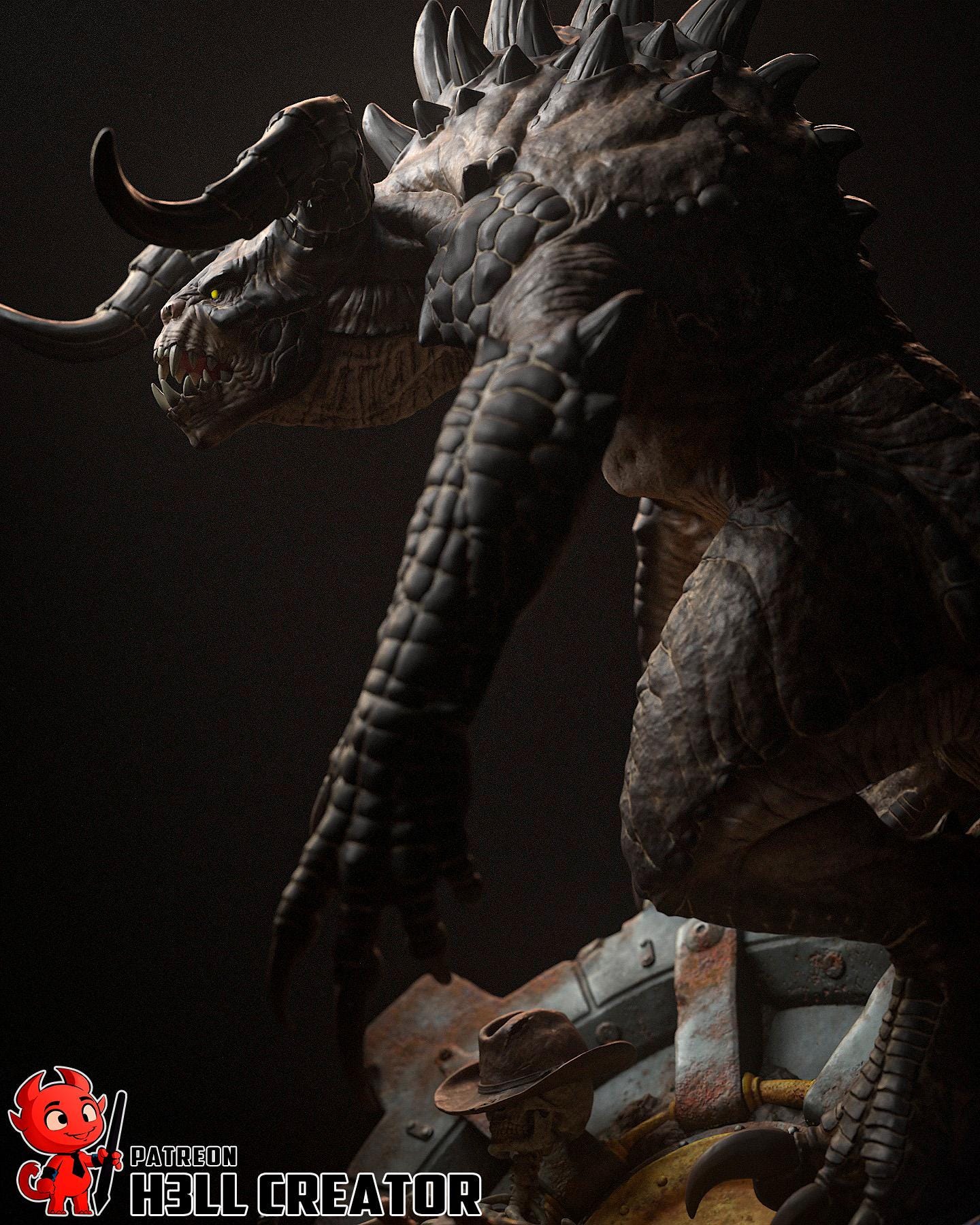 Deathclaw Monster Resin Miniature – 1:10 Scale | High Detail Fantasy / Post-Apocalyptic Creature Statue