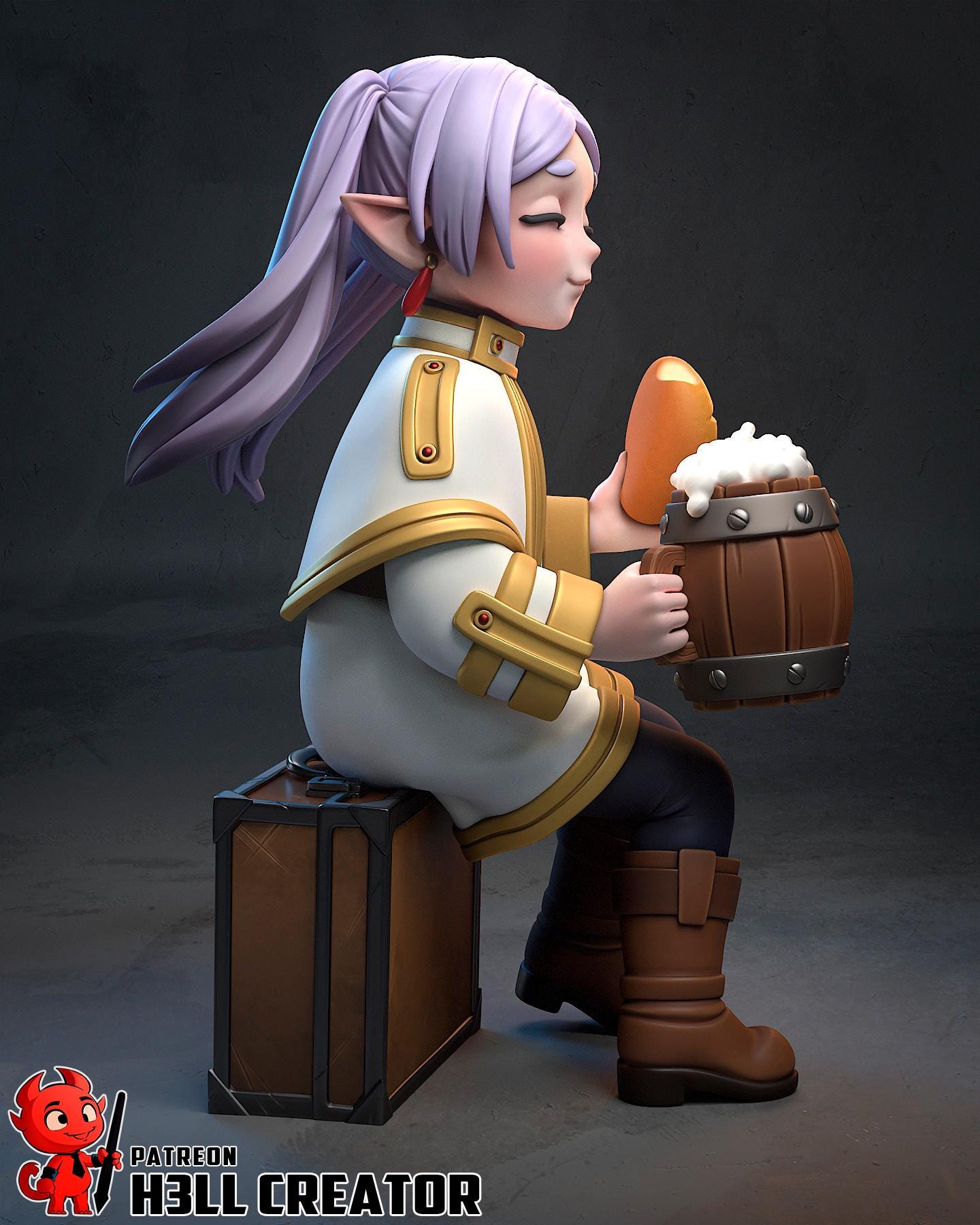 Frieren – Fantasy Elf Mage Figurine | 3D Printed Resin Statue | Unpainted Collectible Miniature | Anime-Style Elf Priest Girl |