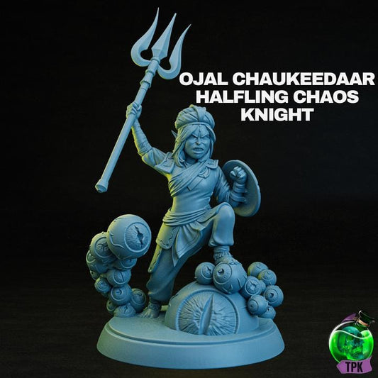 Ojal Chaukeedar | Female Halfling | Chaos Knight | Knight | Spear | Fantasy | 32mm | DnD | Warrior | Fighter