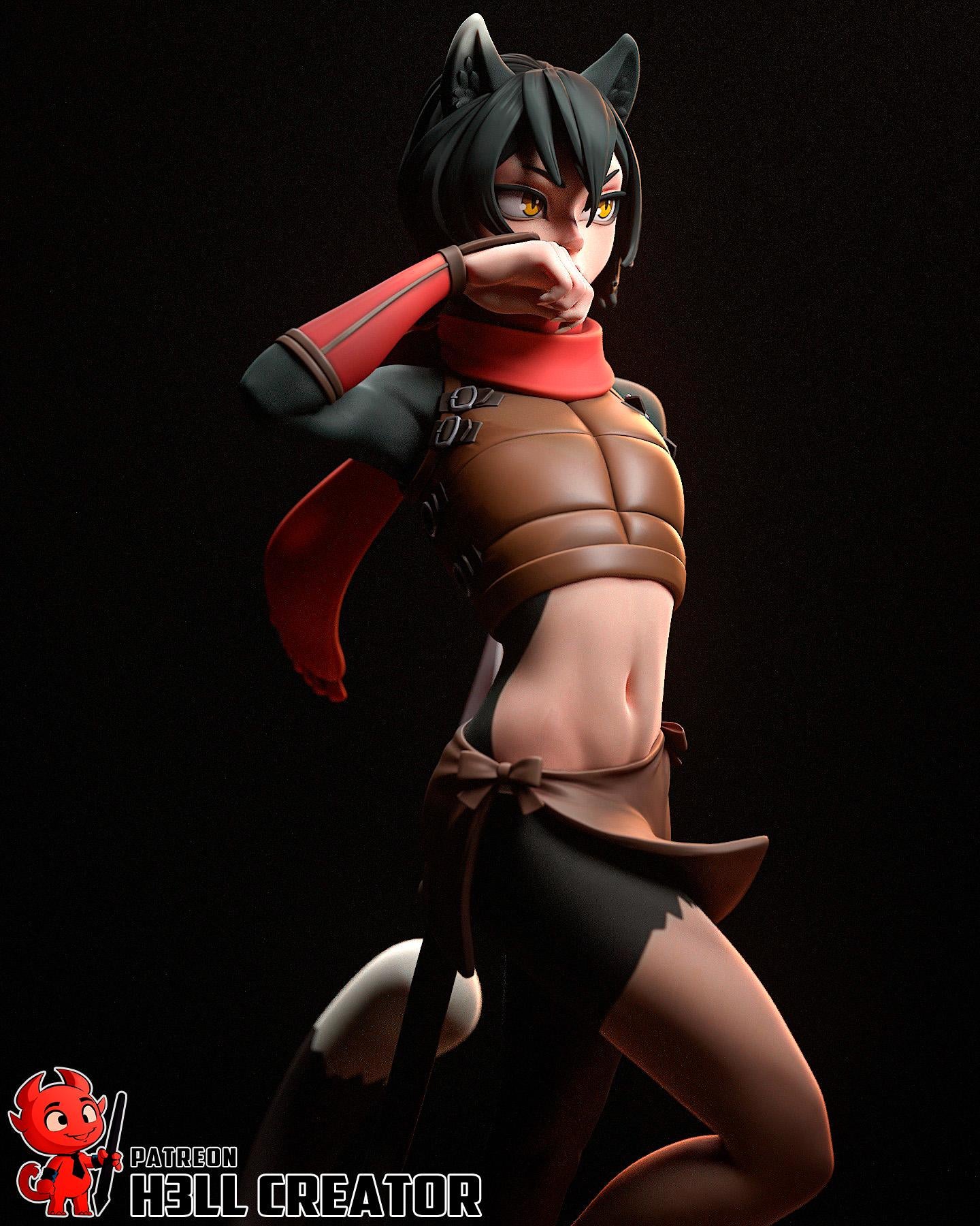 Izutsumi Cat Girl Rogue Resin Miniature 1:10 Fantasy Beastfolk Figure DnD RPG Character Statue Unpainted Painter Collectible