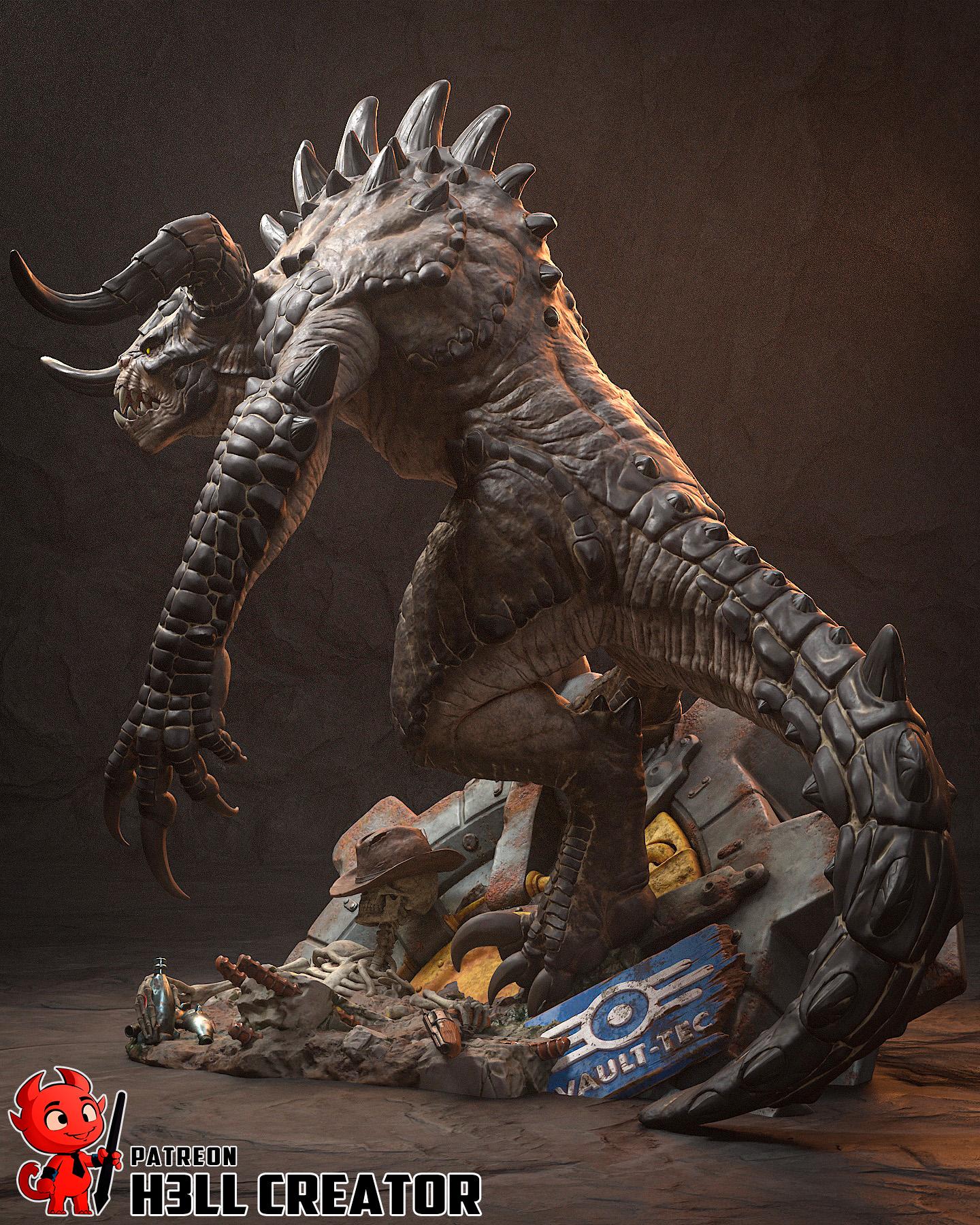 Deathclaw Monster Resin Miniature – 1:10 Scale | High Detail Fantasy / Post-Apocalyptic Creature Statue