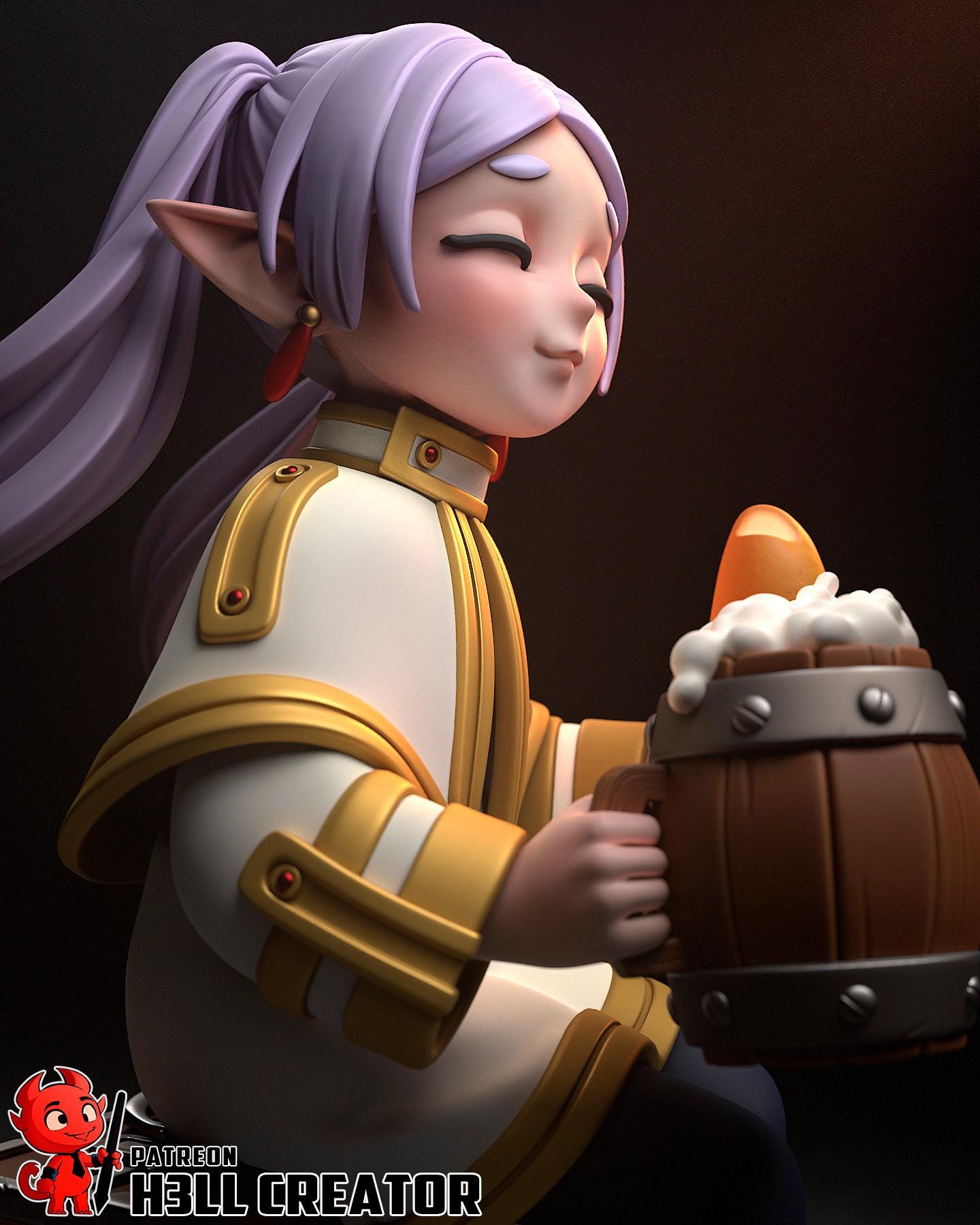 Frieren – Fantasy Elf Mage Figurine | 3D Printed Resin Statue | Unpainted Collectible Miniature | Anime-Style Elf Priest Girl |