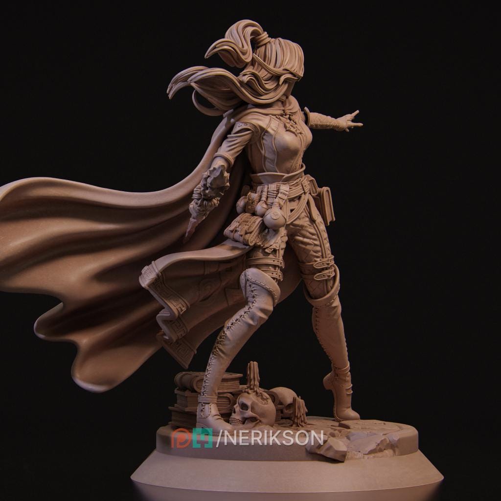 Elf Mage – Fantasy Sorceress Miniature | 32mm / 75mm / 140mm Resin Model