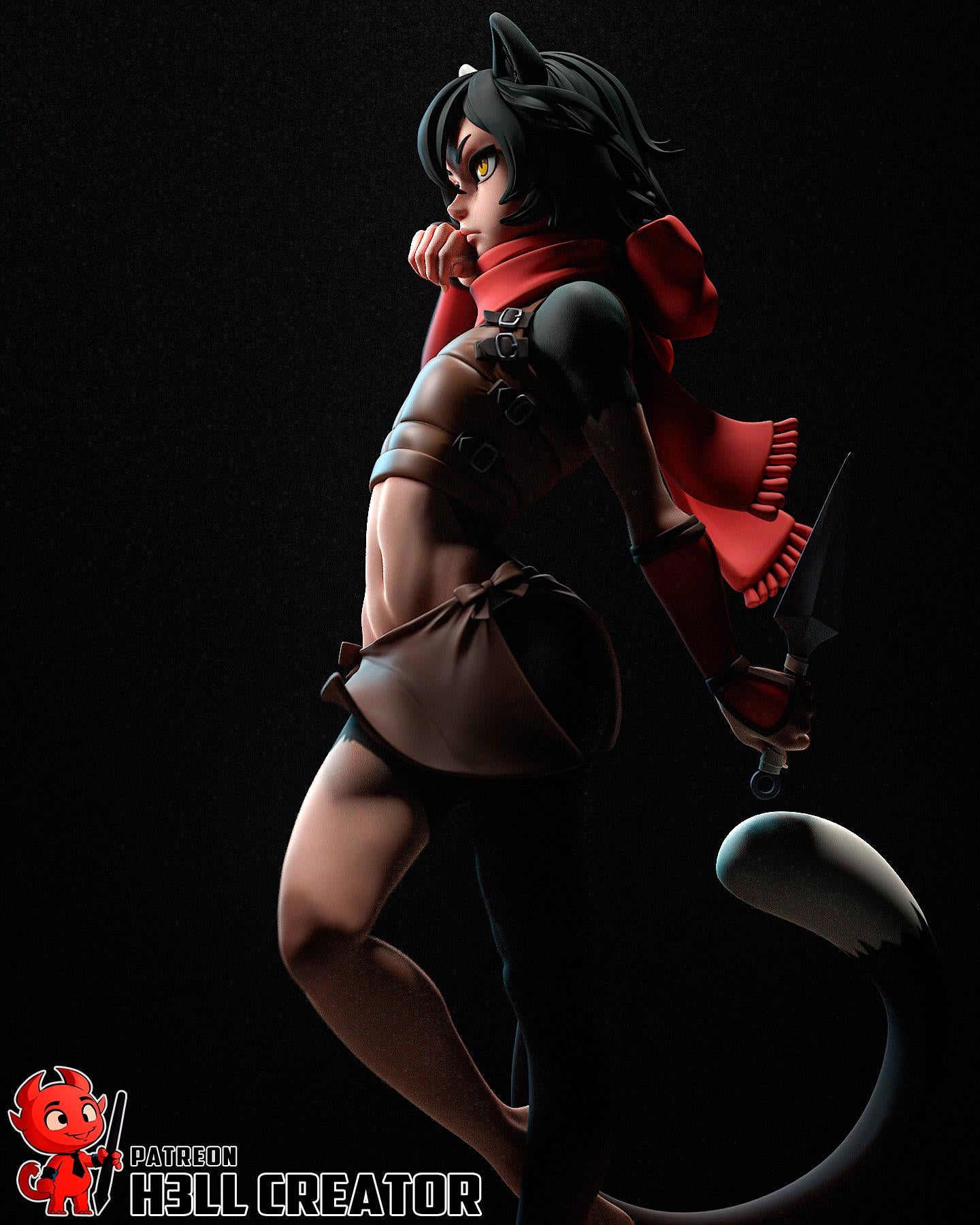 Izutsumi Cat Girl Rogue Resin Miniature 1:10 Fantasy Beastfolk Figure DnD RPG Character Statue Unpainted Painter Collectible