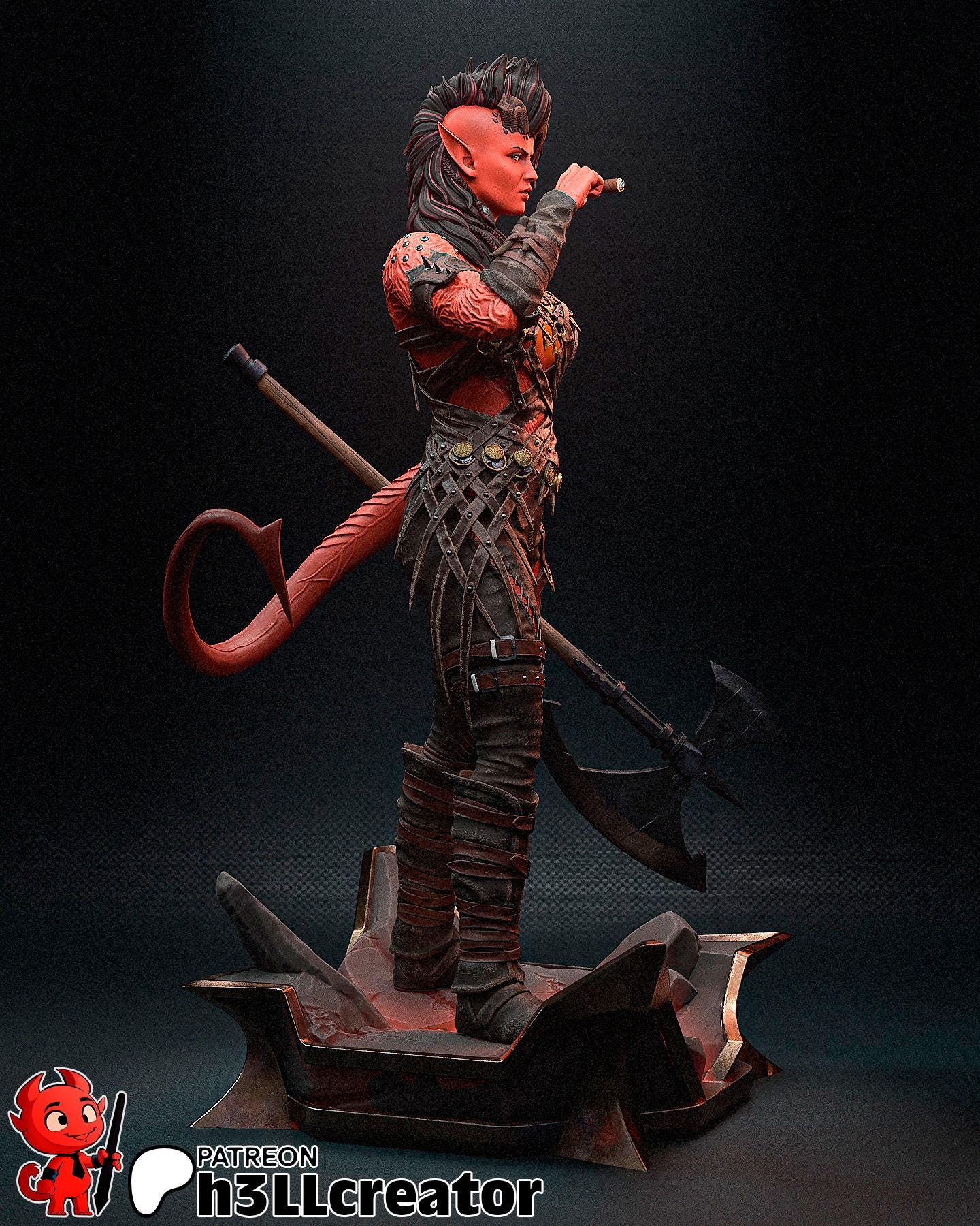 Karlach | DnD | Bauldurs Gate 3 | Game | Model | Fantasy | Demon | Devil | Warrior | Fighter | Barbarian | Battle-axe |