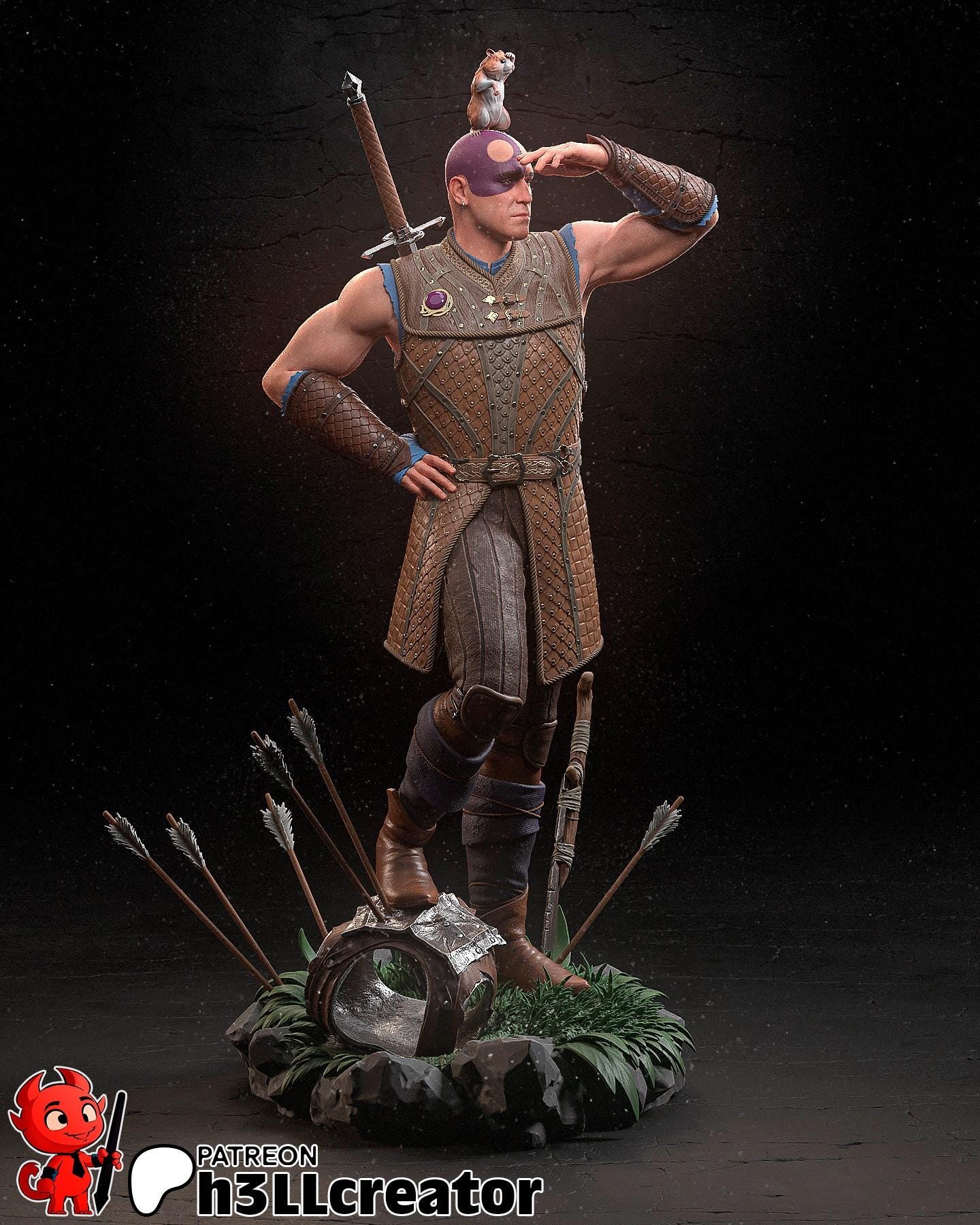Minsc | Boo | Minsc and Boo | Baulders gate 3 | DnD |Fantasy | Figure | Model | 4k Resolution.