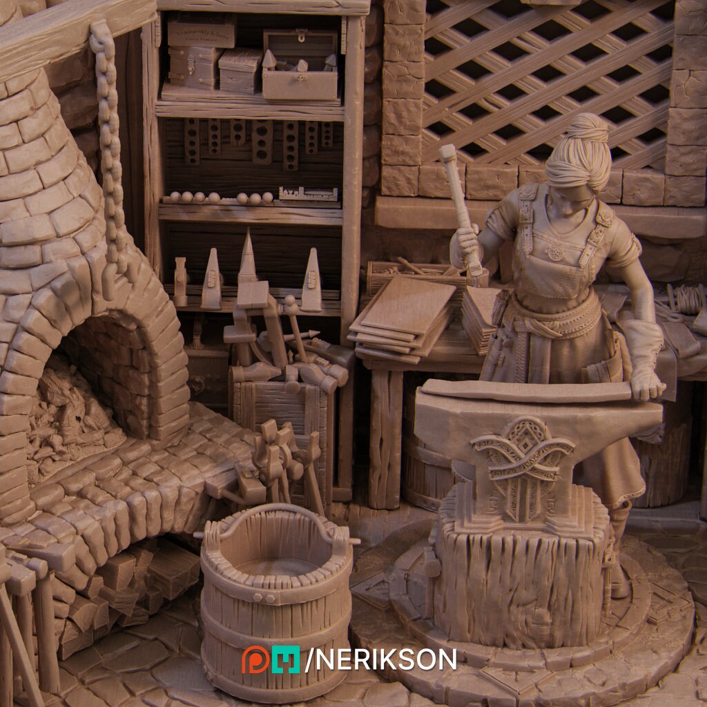 Lara | Girl Boss | Fantasy | Dungeon and Dragons | Medieval | Town | Blacksmith | Smith | Smithy | Workshop | Sword | Warrior | Support