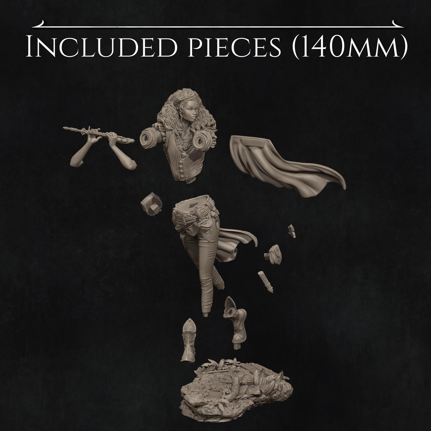 Inithia | Bard | Female Bard | Flute | Fantasy | DnD | Dungeon and Dragons | Medieval | Character | Model | Figurine
