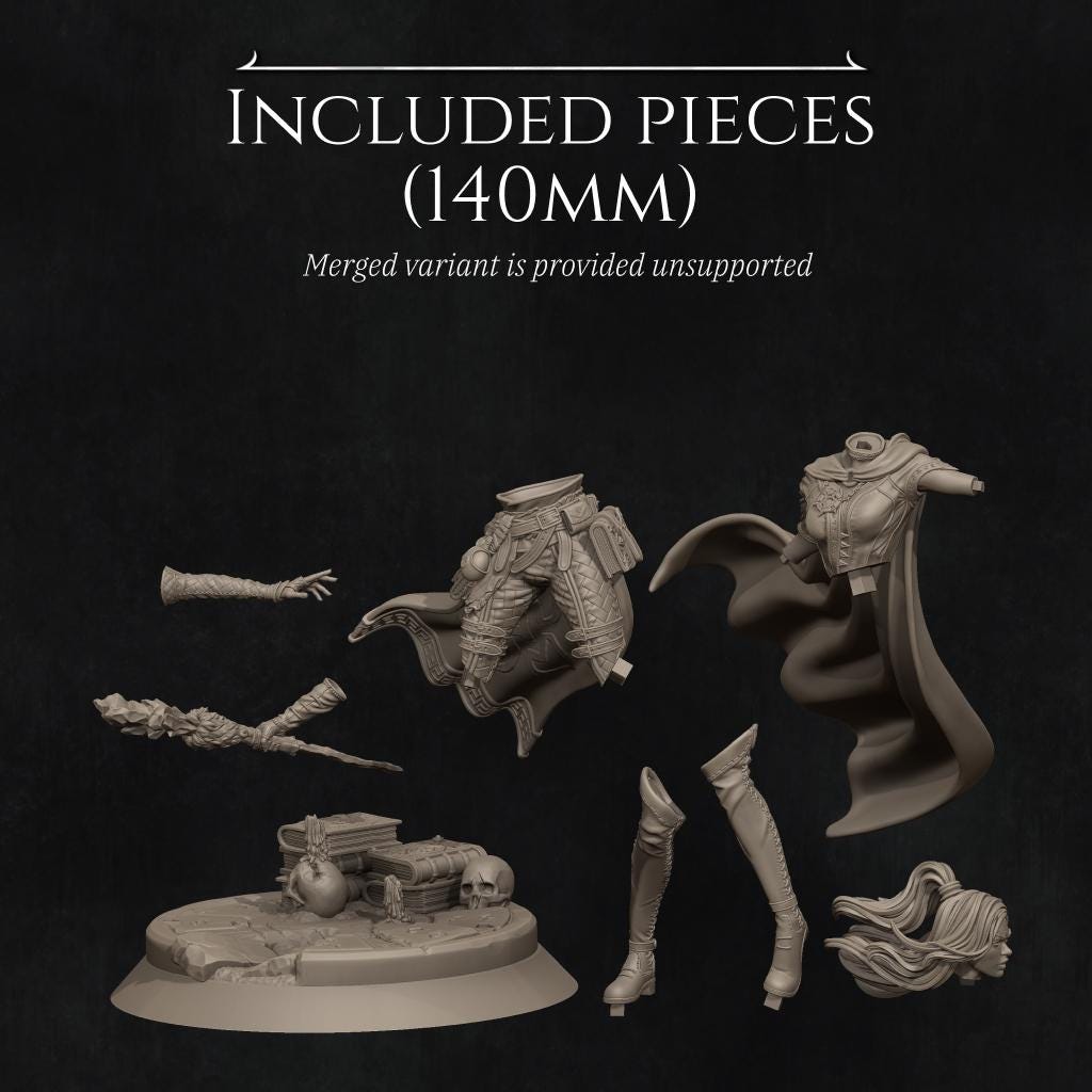 Elf Mage – Fantasy Sorceress Miniature | 32mm / 75mm / 140mm Resin Model