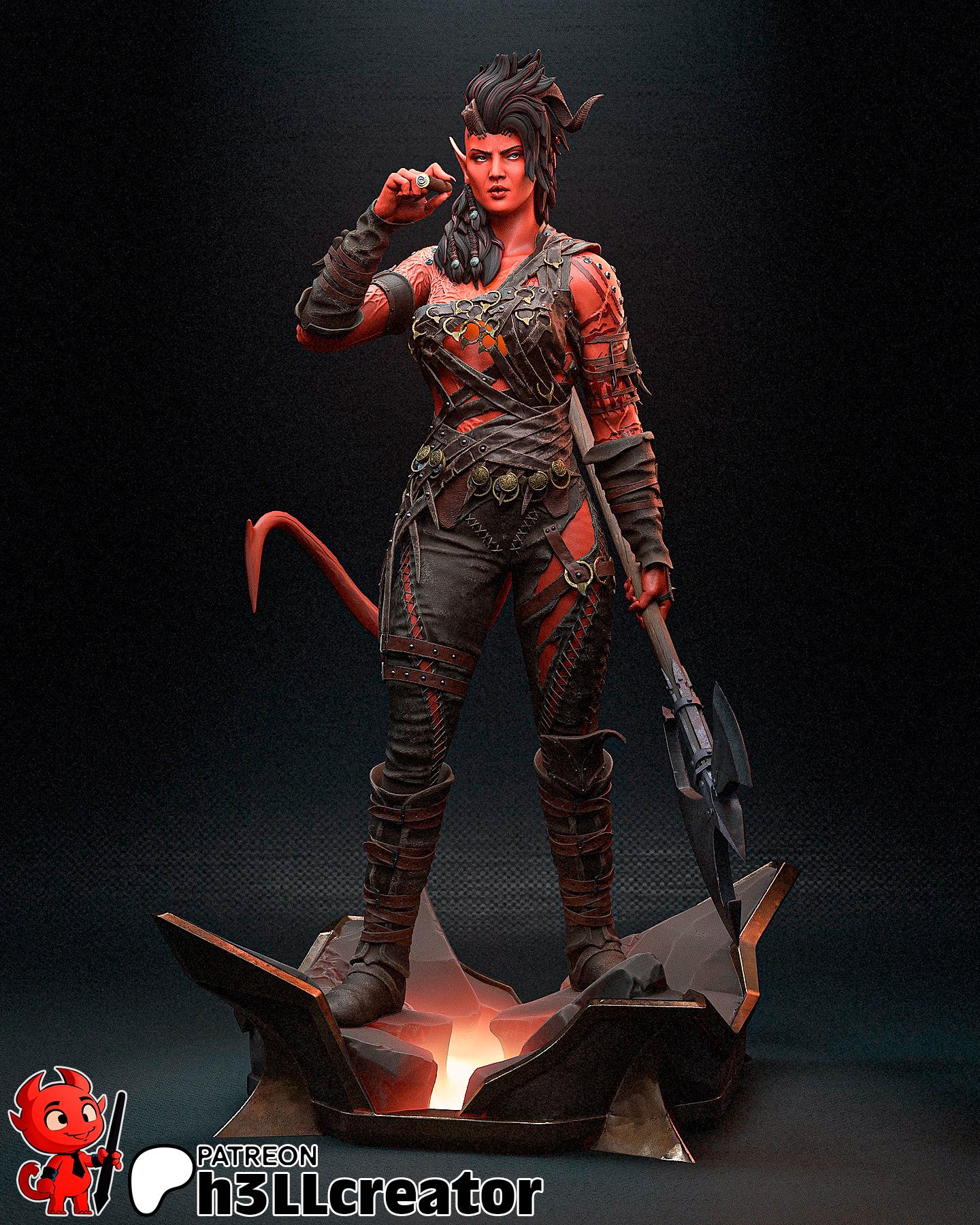 Karlach | DnD | Bauldurs Gate 3 | Game | Model | Fantasy | Demon | Devil | Warrior | Fighter | Barbarian | Battle-axe |
