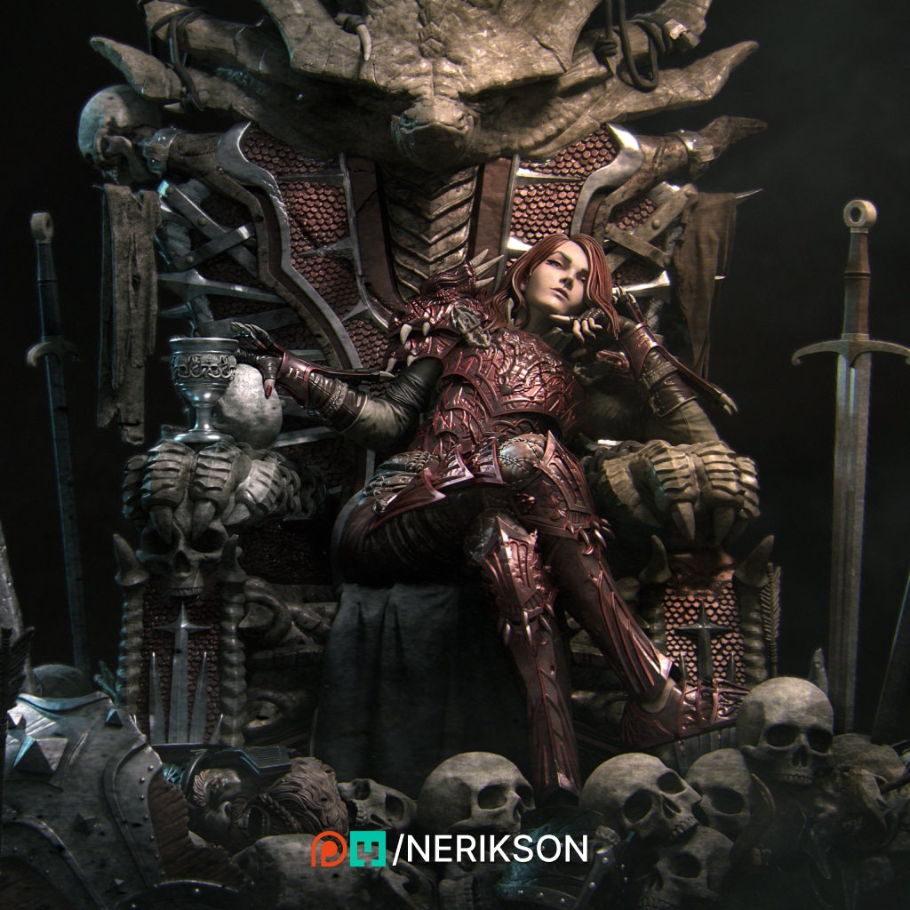 Aleeha | Dragon | Knight | Dragon Knight | Throne | Queen | Skulls | Fantasy | High Fantasy | Model | Dungeon and Dragons | Power