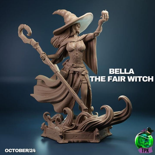 Bella the Fair Witch | 32mm Fantasy Miniature | Resin Witch Model for D&D, Pathfinder, Tabletop RPGs, Painting Collecting | Wizard