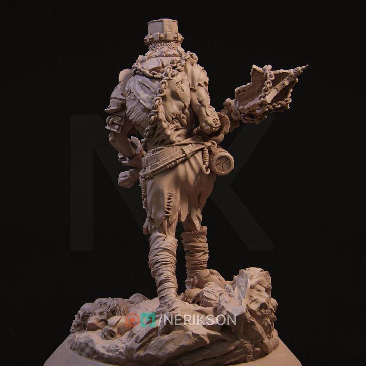 Undead Brute Miniature | 32mm Resin Heavy Undead Warrior for DnD & Tabletop RPG | Chainbound Bonecrusher | Unpainted Fantasy Model