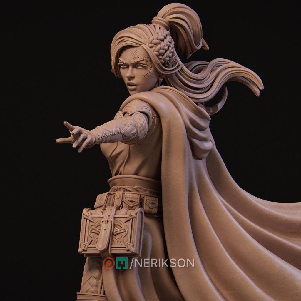 Elf Mage – Fantasy Sorceress Miniature | 32mm / 75mm / 140mm Resin Model