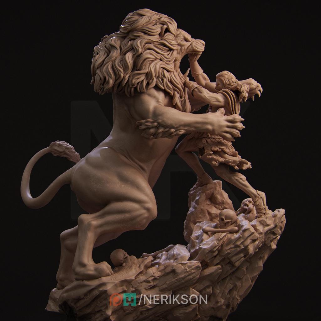 Heracles | Nemean Lion | Mythos | Mythical | Greek | Demigod | Greek Pantheon | Greek Gods | Demi Human | Lion | Diorama