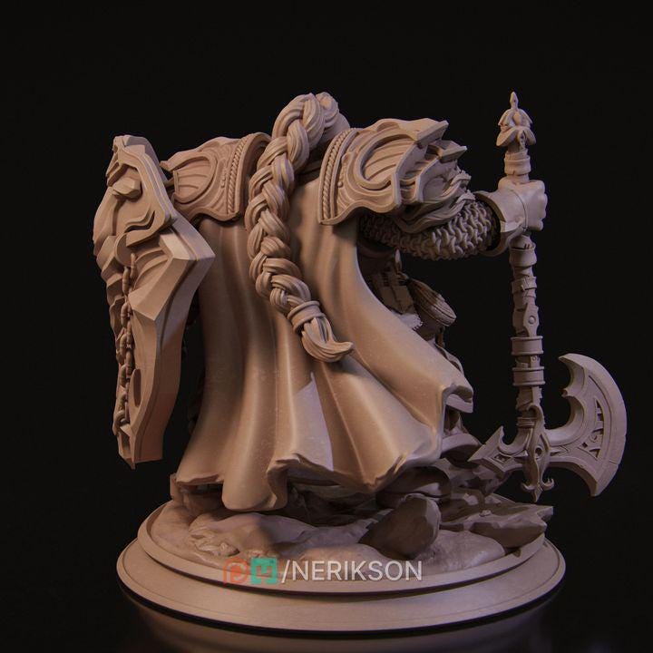 Epic Dwarf Warrior Miniature | Fantasy Resin Model | 32mm / 75mm / 140mm | Tabletop RPG, Wargaming, D&D, Display Figure