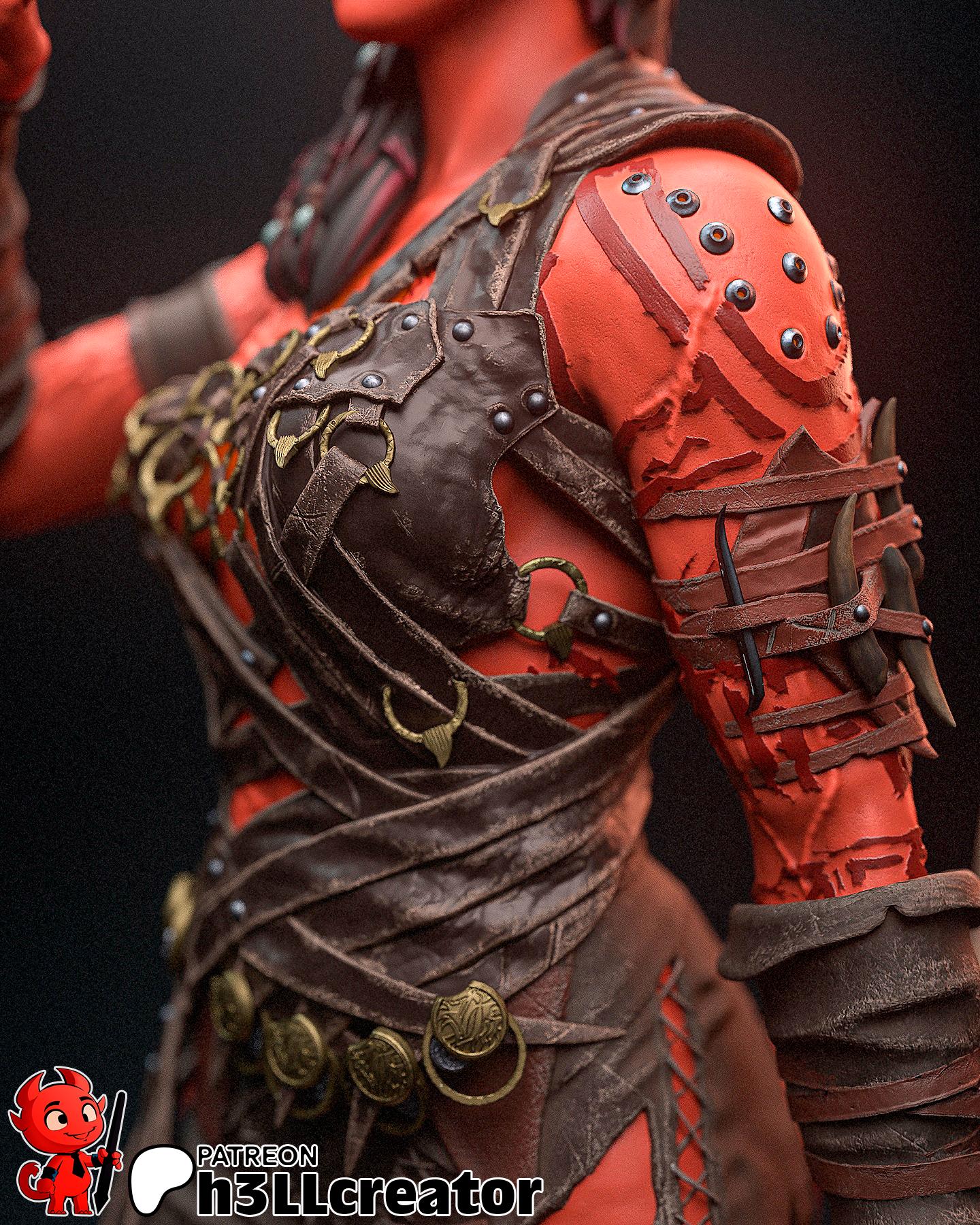 Karlach | DnD | Bauldurs Gate 3 | Game | Model | Fantasy | Demon | Devil | Warrior | Fighter | Barbarian | Battle-axe |