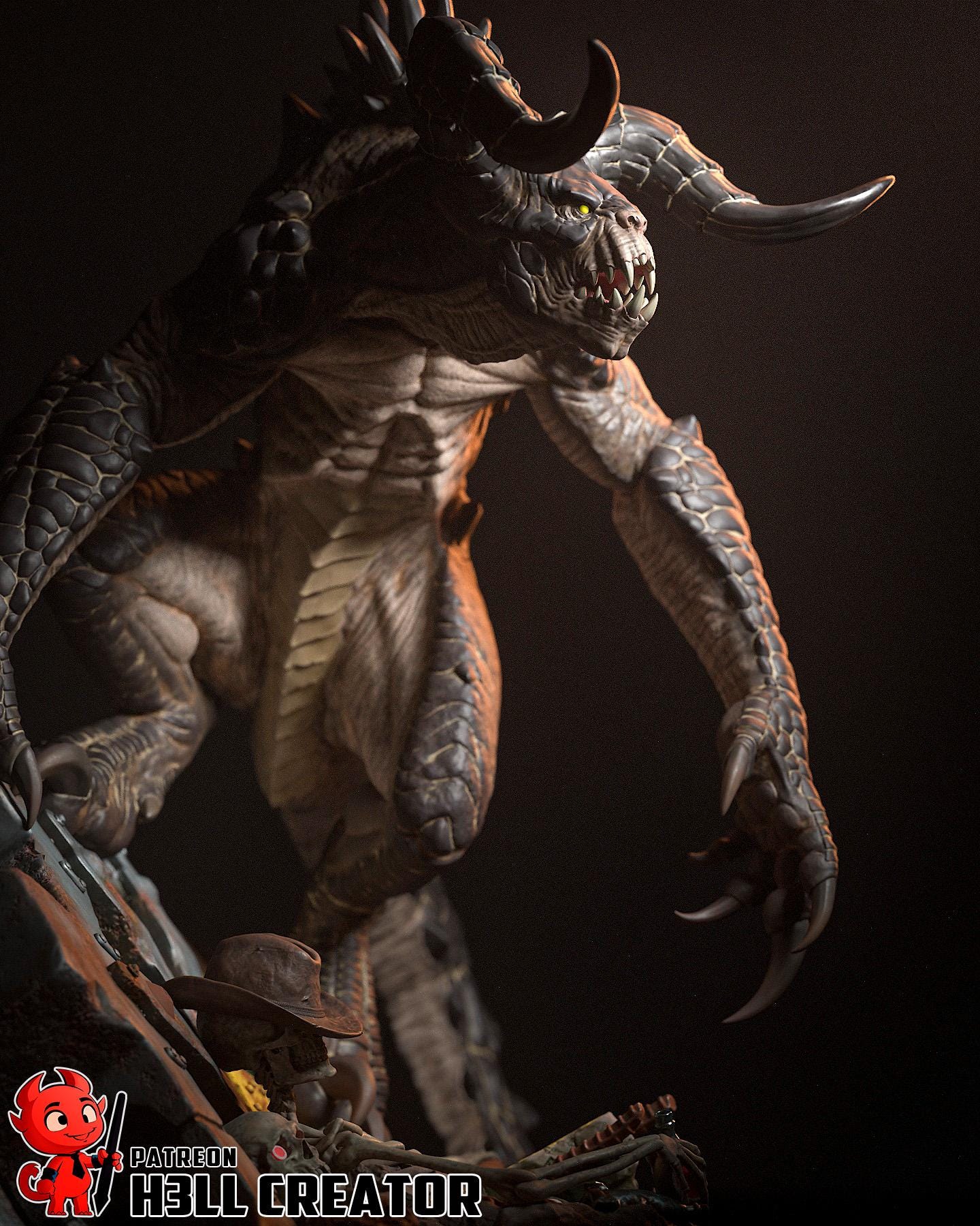 Deathclaw Monster Resin Miniature – 1:10 Scale | High Detail Fantasy / Post-Apocalyptic Creature Statue