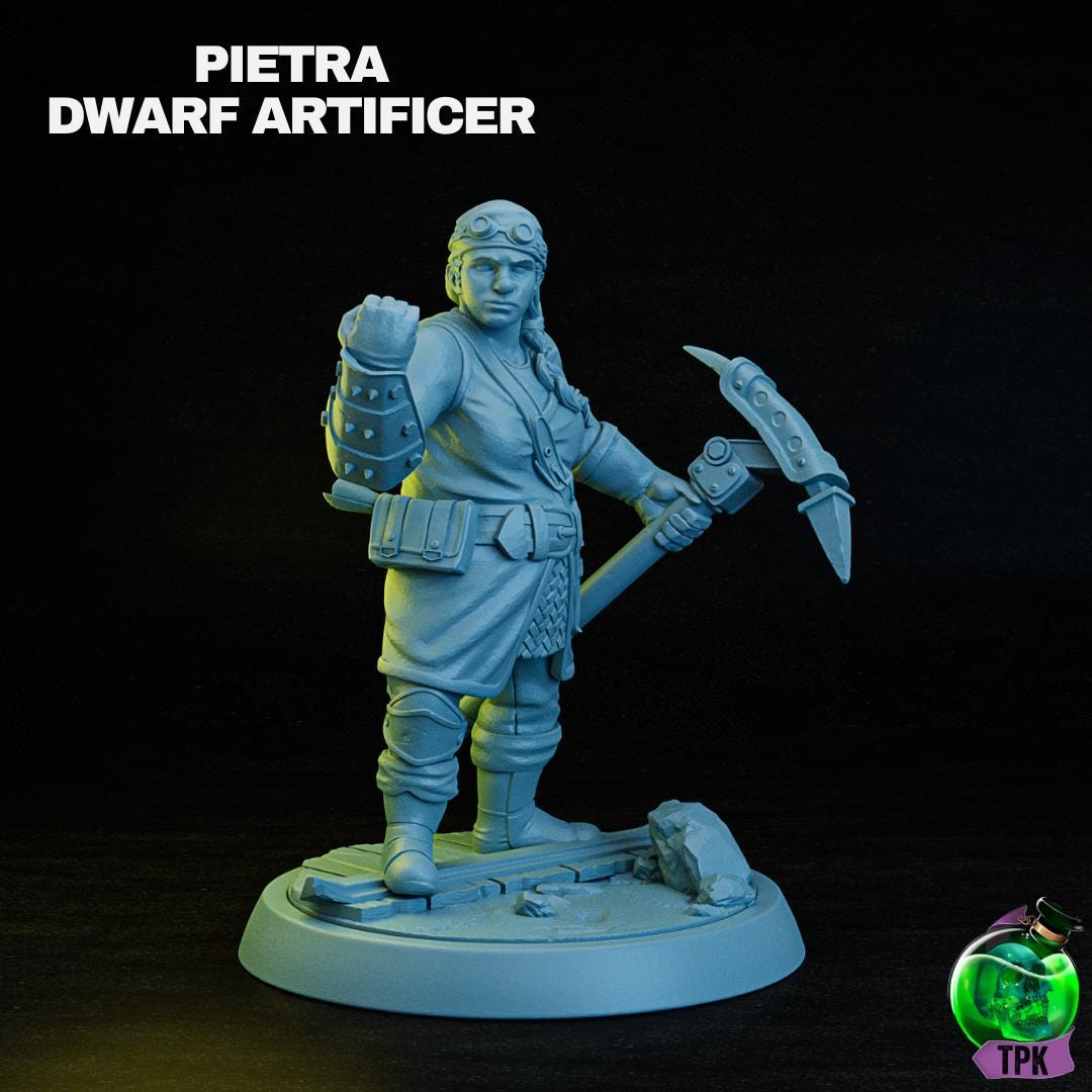 Pietra | Dwarf | Female Dwarf | Female | Artificer | Mage | Warrior | Blacksmith | Smith | Fantasy | 32mm