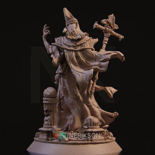 Undead Priest Miniature | 32mm Resin Model for DnD & Tabletop RPGs | Grim Cleric Necromancer Mini | Unpainted Fantasy Figure