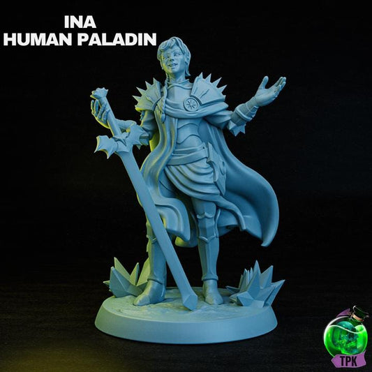 Ina | Female Paladin | Female | Paladin | Warrior | Strong Woman | Shield Maiden | Girl Power | DnD | Fantasy | Mini | 32mm