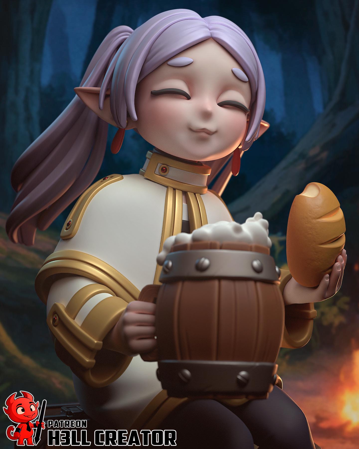 Frieren – Fantasy Elf Mage Figurine | 3D Printed Resin Statue | Unpainted Collectible Miniature | Anime-Style Elf Priest Girl |