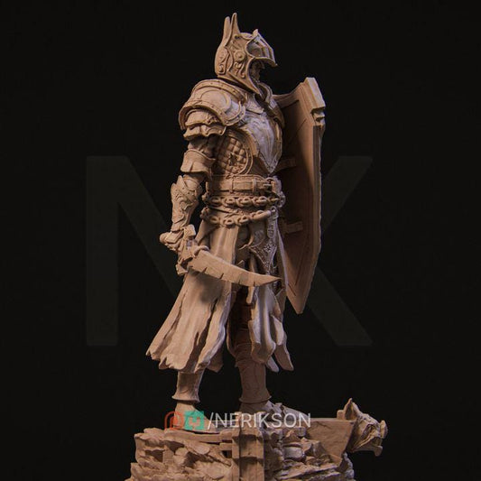Undead Knight Miniature | 32mm Resin Dark Paladin Model for DnD & Tabletop RPG | Skeleton Warrior with Shield | Unpainted Fantasy Figure