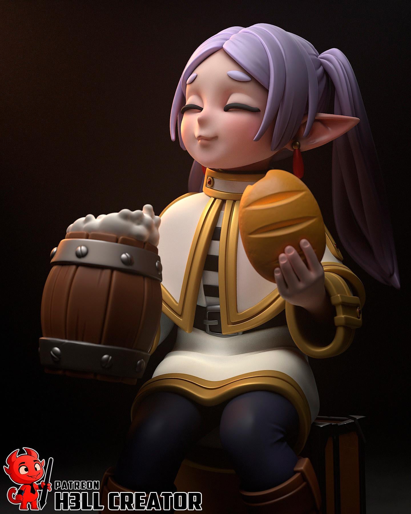 Frieren – Fantasy Elf Mage Figurine | 3D Printed Resin Statue | Unpainted Collectible Miniature | Anime-Style Elf Priest Girl |