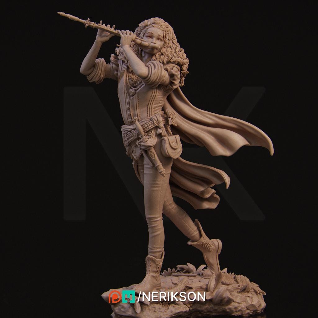 Inithia | Bard | Female Bard | Flute | Fantasy | DnD | Dungeon and Dragons | Medieval | Character | Model | Figurine