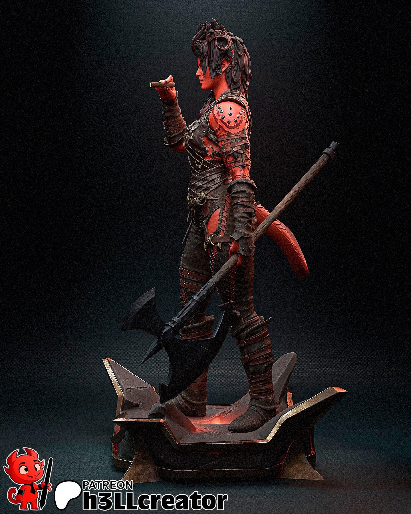Karlach | DnD | Bauldurs Gate 3 | Game | Model | Fantasy | Demon | Devil | Warrior | Fighter | Barbarian | Battle-axe |