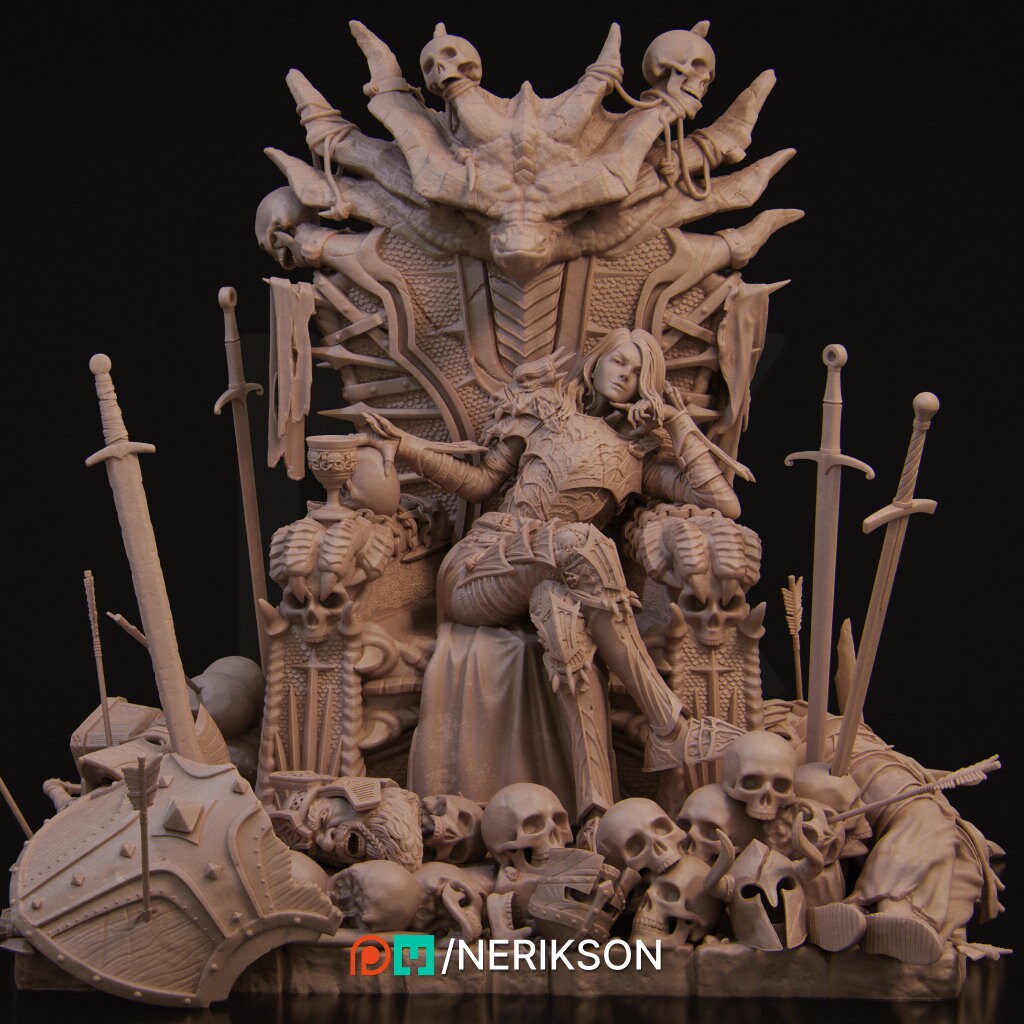 Aleeha | Dragon | Knight | Dragon Knight | Throne | Queen | Skulls | Fantasy | High Fantasy | Model | Dungeon and Dragons | Power