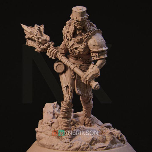 Undead Brute Miniature | 32mm Resin Heavy Undead Warrior for DnD & Tabletop RPG | Chainbound Bonecrusher | Unpainted Fantasy Model