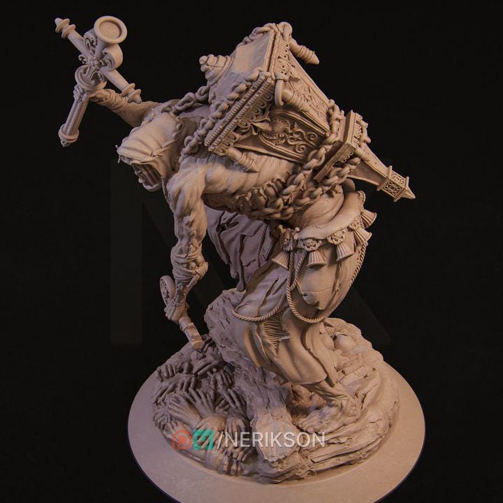 Undead Keeper Miniature | 32mm Resin Keybearer Monster for DnD & Tabletop RPG | Grim Jailor Fantasy Miniature | Unpainted Horror Figure