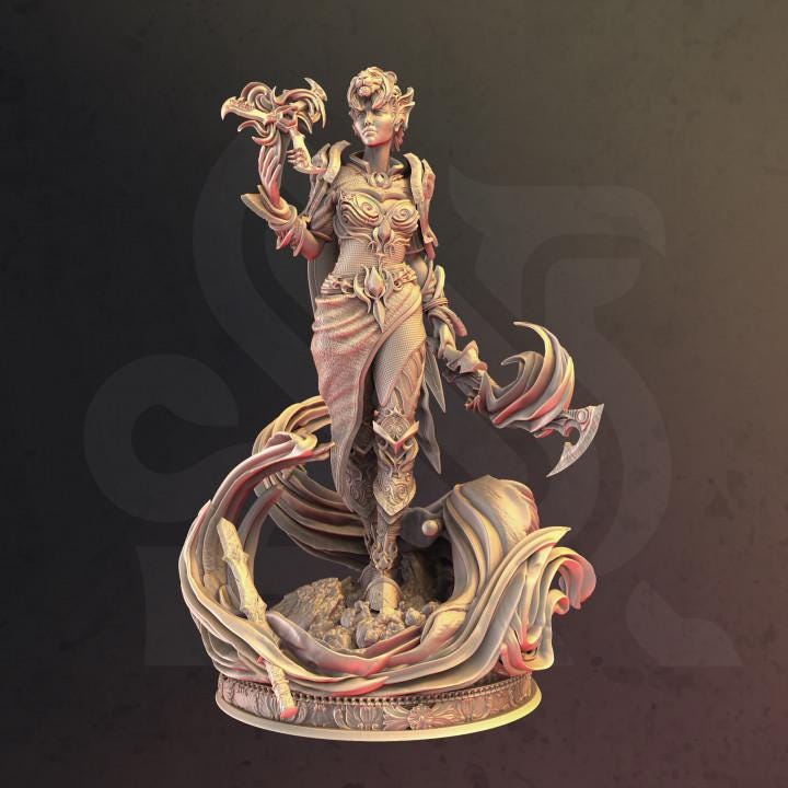 Elf | Spell Sword | Wizard | Female | Fantasy | Model | 32mm | DnD | Dungeon and Dragons | Elven | Magic |